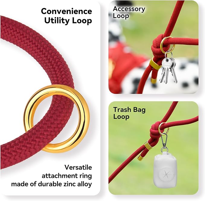 5FT Dog Leash Puppy Cat Rope Lead for Small Medium Large Dogs | Burgundy Red,with Anti-tangle Swivel Clip, Comfortable Grip Handle,Ideal for Daily Walks and Training - Image 6