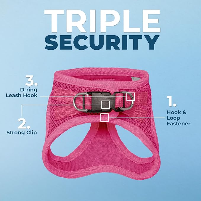 Voyager Step-in Air Cat Harness & Leash Set - Fuchsia, S | 14 - 16" in Chest, Reflective Bands, All Weather Breathable Air Mesh, Cats Compatible, Fast Drying - Image 3