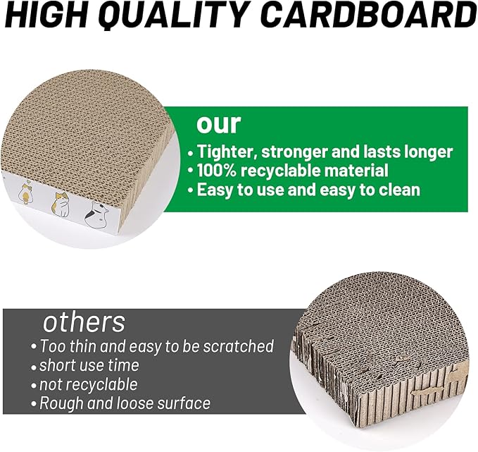 PatiencET Cat Scratcher Cardboard 3 PCS with Catnips | Flat Double-Sided, Scratch Pad, For Indoor Small Medium Cats Kittens - Image 4
