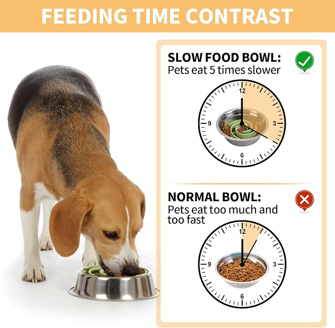 Slow Feeder Dog Bowls Insert, Bestalk Soft Silicone Slow Eating Feeder Insert with Suction Cups for Small, Medium and Large Dogs, Fit into Basic and Elevated Dog Bowls, Green - Image 2
