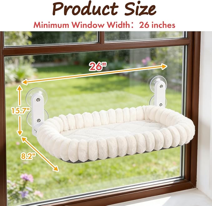 Zoratoo 2PC Cloud-Cuddle Cat Window Perch, Foldable Cat Hammock, L White | 2-in-1 Reversible Cover, Removable for Machine Wash, Stable Window Resting Seat with Large Suction Cups for Indoor Cats - Image 3