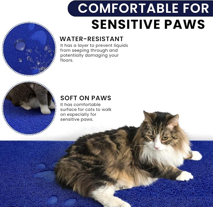 Andalus Jumbo Cat Litter Mat, Pack of 1 - Waterproof, Non-Slip & Easy to Clean Cat Litter Box Mat for Extra Efficient Pet Litter-Trapping, Blue (47” X 35”) - Image 5