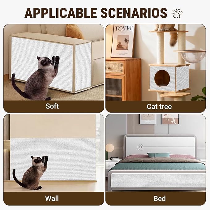 Cat Scratch Furniture Protector, DIY Cat Scratching Mat for Couch, Sofa, Wall,Cat Post,Cat Tree Durable Furniture Guards Couch Scratcher from Cats Claws Scratching for Indoor(39.4x15.8 White) - Image 5