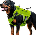 Heavy-Duty Tactical Dog Harness for Large Dogs, No Pull Adjustable Reflective Pet Vest with Molle System, K9 Military-Grade Control for Service Training, Outdoor & 10+ Breeds, Wild Lime, X-Large by Bruvoalon