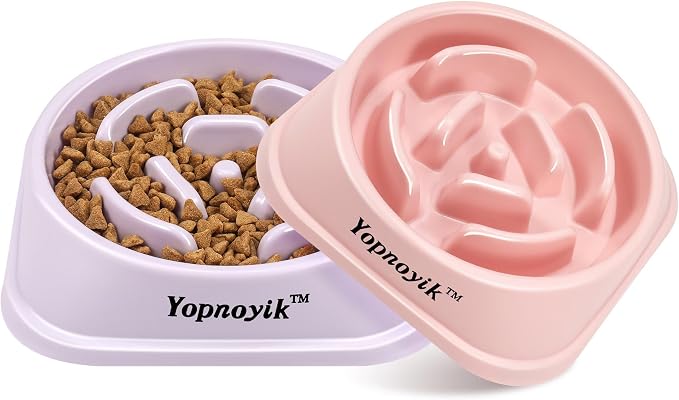2 Pack Slow Feeder Dog Bowls for Large Dogs | Non-Slip Base, Anti-Choking Design, Reduces Bloating & Overeating, Easy to Clean, 4 Cups by Yopnoyik
