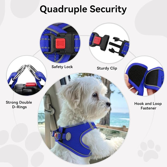 Joytale Step-in Dog Harness, Soft Breathable Mesh, Navy Blue M | Adjustable Fit for Small Dogs, Easy Step-in with Secure Fastener, Even Chest Pressure, Reflective For Night Safety, Washable - Image 6