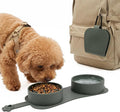 Portable Collapsible Travel Double Bowl for Small Dogs Up to 10 lb | Silicone bowl with a slow feeder side and carabiner. Unique design avoids onsite cleanup. Pour out water, close it and go by Unknown