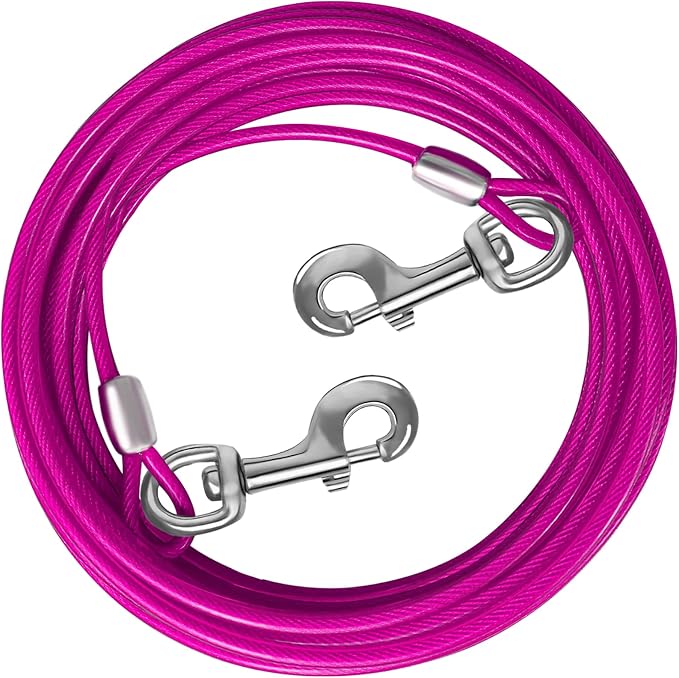 Dog Tie Out Cable, Dog Runner Cable | 10/15/20/25/30/50 FT Steel Cable with Sturdy Clips, Suitable for Yard Outdoor Use, Holds Large Dogs up to 165 Lbs by HOME