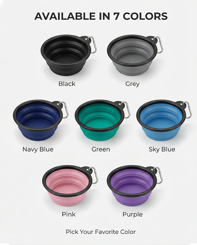 Collapsible Dog Bowls, 2 Pack Sturdy Portable Dog Water Bowls | Wear-Resistant TPE, Anti-Dust Foldable Travel Dog & Cat Bowls for Camping Walking Hiking with Carabiners - Image 9