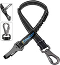 Dog Seat Belt 3-in-1 Car Harness for Dogs Adjustable Safety Seatbelt for Car Nylon Reflective Bungee Fabric Dog Car Harness with Clip Hook Latch & Buckle, Swivel Zinc Alloy Carabiner (Black) by IOKHEIRA
