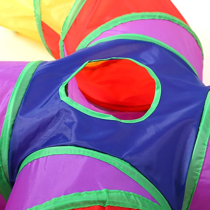Pet Cat Tunnel, 4 Way Tunnels for Indoor Cats, Collapsible Pet Tunnel for Kitten, Puppy, Rabbit, 25cm-Wide Tunnels, Durable & Breathable, with Peek Hole Toy Ball - Image 5