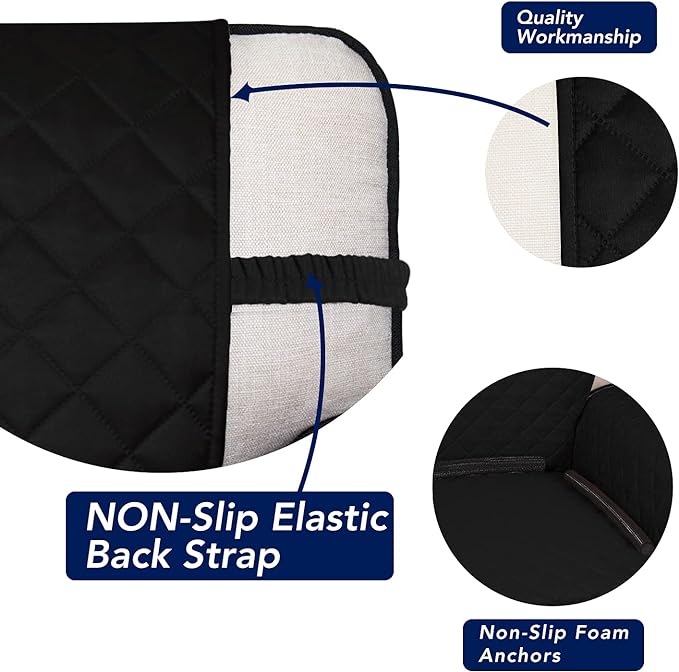PureFit Reversible Quilted Couch Covers for Dogs Sofa Cover 4 Seater 88" | Black/Black, Water Resistant Couch Protector, Washable Pet Couch Cover with Non Slip and Elastic Straps For Kids - Image 3