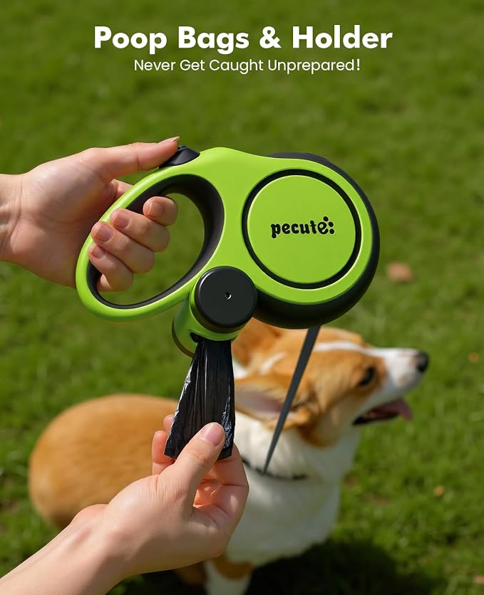 Pecute Retractable Dog Leash for Large Dogs 16.4ft for 33lbs-110lbs | Heavy Duty Retractable Dog Leash with Poop Bag Holder, Anti-Slip Soft Grip, Reflective Leashes for Medium Large Pets - Image 3