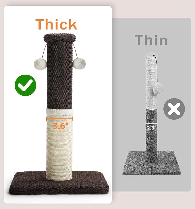 Made4Pets Cat Scratching Post with Sisal & Carpet for Indoor Cats, 23.6" | Cat Scratcher with Wide Stable Base, Interactive Hanging Toys, Ideal for Kittens, Small Cats and Everyday Indoor Play - Image 2