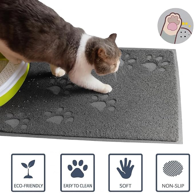Bulk Buys Cat Litter Mat, Traps Litter, Soft Non-Slip Surface, Easy to Clean, 11.5 x 15.75 in Gray Mat for Litter Box Area (Pack of 2) - Image 2