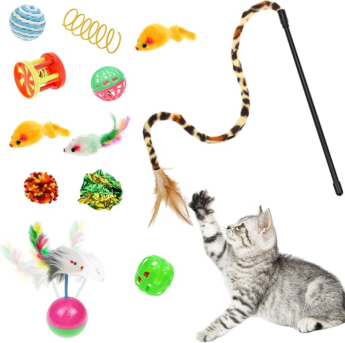 Malier Cat Toys Kitten Toys Set, Collapsible Cat Tunnels for Indoor Cats, Interactive Kitty Toys Cat Feather Toy Fluffy Mouse Crinkle Balls 3 Way Tube Tunnel Toys for Puppy Kitty Kitten - Image 4