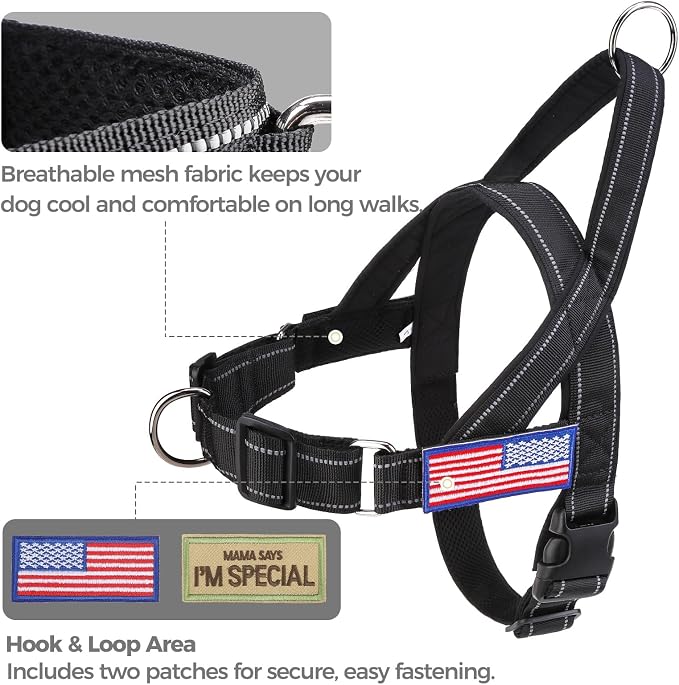 BINGPET No Pull Dog Harness for Large Dogs | Escape-Proof & No-Choke | Soft Padded Vest with Handle & Reflective Front Clip | Quick-Fit for Training, Hiking & Daily Walks | Black, L - Image 7