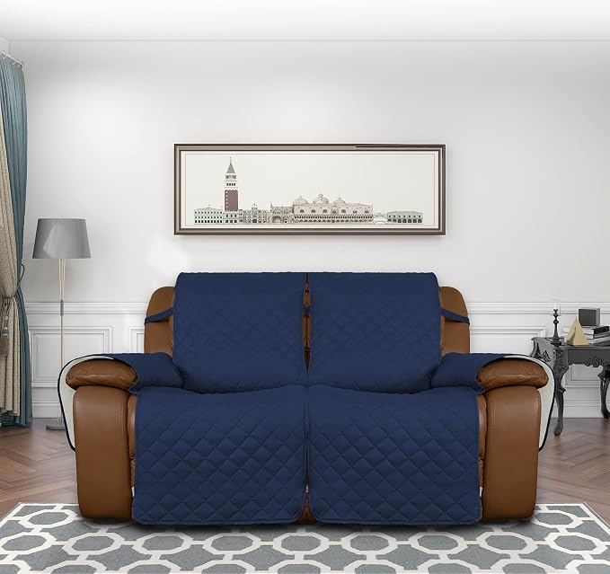 Easy-Going Reversible Couch Cover for 2 Seat Oversized Recliner, Navy/Ivory | Washable Sofa Slipcover For Dogs, Sofa Cover For Oversized Recliner Loveseat, Furniture Protector, Pet Friendly - Image 2