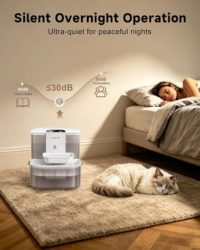 Heated Cat Water Fountain No Filters,4.5L Wireless Automatic Pet Fountain | Warms Water to 28°C/82°F,Wastewater Separation,Ceramic Bowl,4000mAh Battery,Remote Control,Pet Water Fountain for Cats & Dogs - Image 8