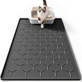 Bulkniu Silicone Cat Litter Mat, 22"x34", Raised Edge Waterproof, Black | Litter Trapping & Recycling, Easy to Clean, Non-Slip, Durable Safe & Odorless, Paw Friendly by Bulkniu