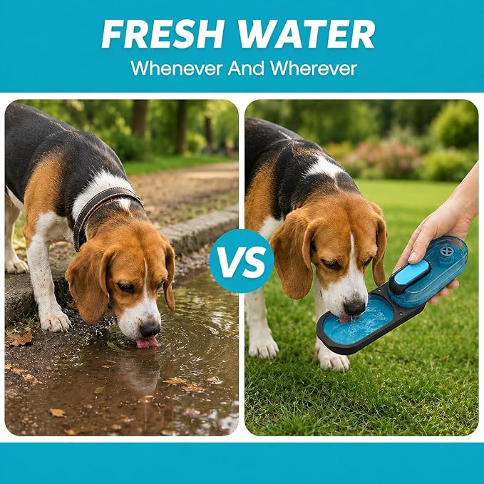 Dog Water Bottle Portable, 11.8 oz(350 ml) | Leak-Proof, BPA-Free, Lightweight, Foldable for Hiking, Walking, Car Rides, Blue - Image 5