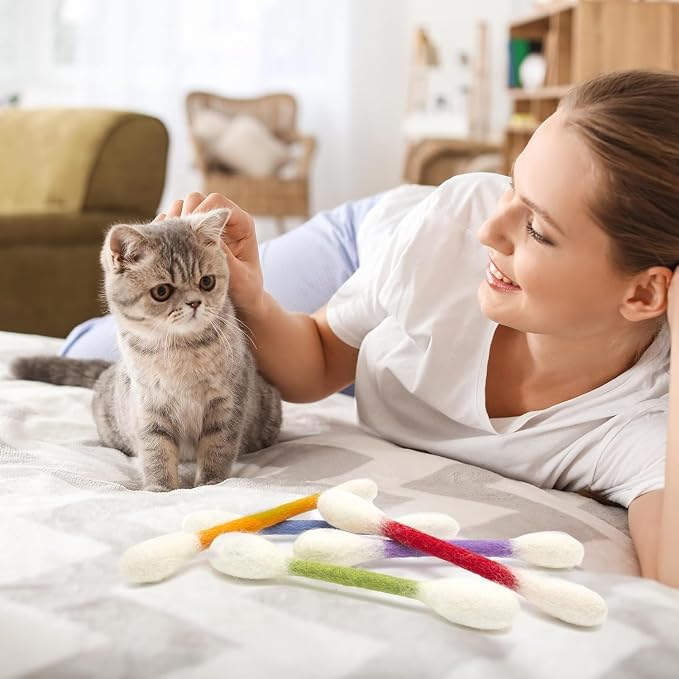 6 PCS Swabs Cat Toys with Catnip,Cat Qtip Toy,Cotton Swabs Cat Toys with Catnip,Durable for Chew,Interactive Kitty Kick Sticks for Cat Lovers Gift,Sturdy Teething Chew Toy (Colorful) - Image 5