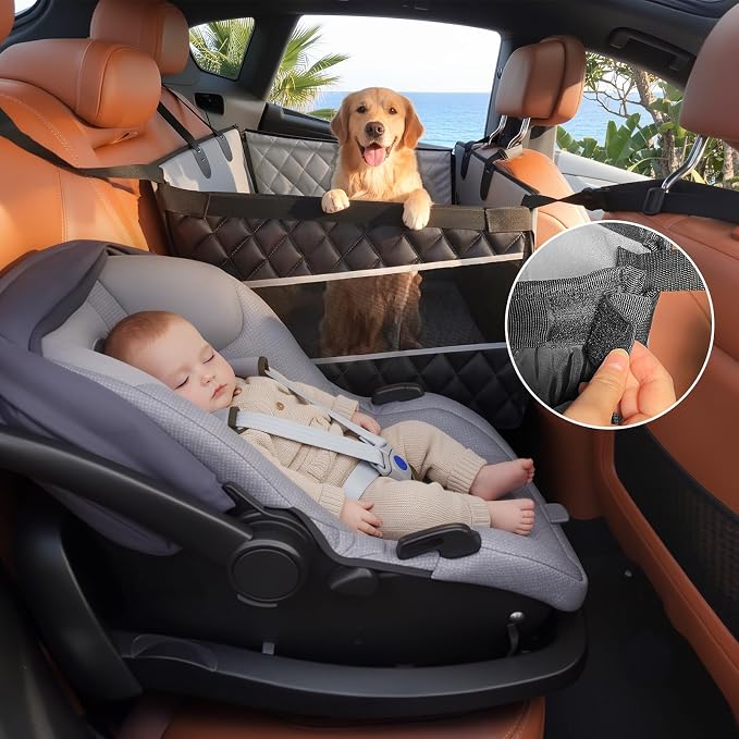 MIXJOY Dog Car Seat for Large Medium Dogs - with Dog Bed Inside, Back Seat Extender for Pets, Waterproof Pet Carseat for Medium Sized Pet, Hammock for Pet, with Storage Pocket - Image 4