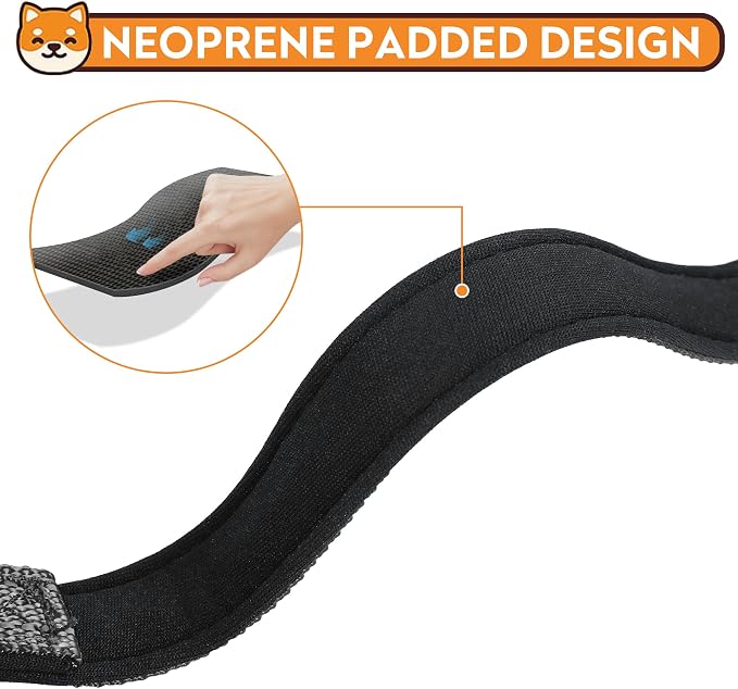 Reflective Dog Collar, Adjustable Soft Neoprene Padded,Black,L | Breathable Nylon for Large Dogs,Tear-Resistant Webbing,Chafe‑Free on Walks and Hikes,Metal D-Ring,Night Safety - Image 4