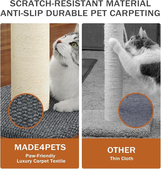 Made4Pets Cat Scratching Post with Sisal & Carpet for Indoor Cats, 23.6" | Cat Scratcher with Wide Stable Base, Interactive Hanging Toys, Ideal for Kittens, Small Cats and Everyday Indoor Play - Image 5