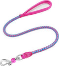 Reflective Dog Leash 2/3/4/6/10ft Braided 1/2" Strong Nylon Rope | 3FT Pink Dog Leash for Large Medium Small Dogs Walking Training Leads by Mycicy