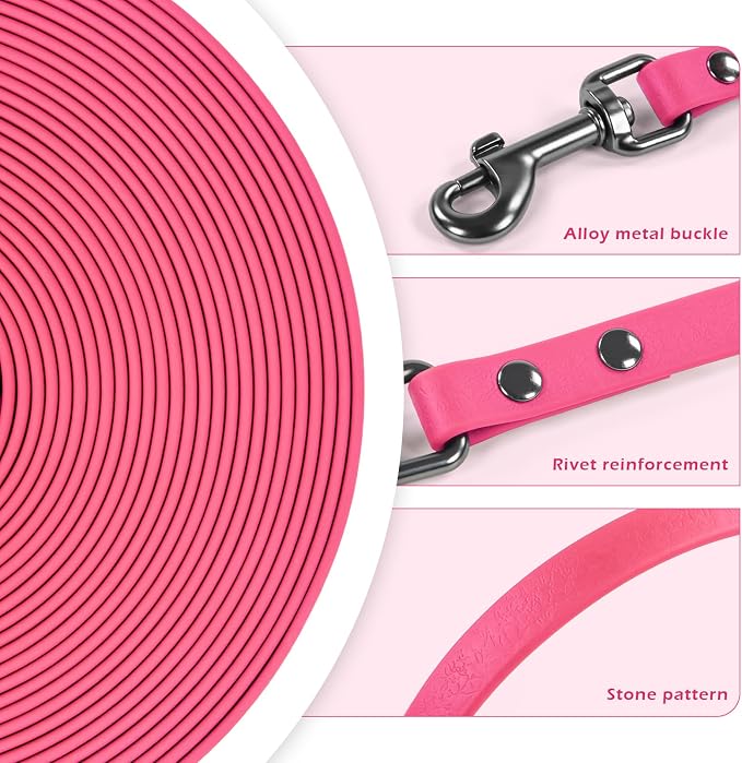 Wolfone Waterproof Dog Leash 50FT Long Line Recall Training Lead | 50FT Dog Leash Durable PVC coated long line with easy clean surface strong nylon core for recall training and outdoor use - Image 3