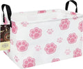 Rectangle Foldable Storage Basket Handles For Home, Pink Paw | Waterproof reinforced handles, perfect for shelf use, organizes clothes, daily items and pet supplies by HUNRUNG