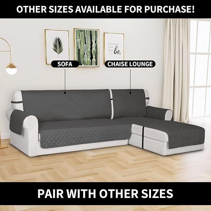 Easy-Going Reversible Couch Cover, Chaise Lounge, Dark Gray/Dark Gray | Machine Washable Slipcover For Dogs, Water Resistant Furniture Mat For Living Room, Non-Slip Sofa Cover, Pet Friendly - Image 2