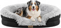 Miorun Fluffy Orthopedic Dog Beds Large Sized Dog, 40" Bolster Sofa Bed | Soft plush faux fur,lowered entry,washable cover,waterproof liner,claming dog couch for x-large dogs,supportive bolster by Miorun