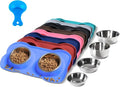 Hubulk Pet Dog Bowls 2 Stainless Steel Dog Bowl with No Spill Non-Skid Silicone Mat + Pet Food Scoop Water and Food Feeder Bowls for Feeding Small Medium Large Dogs Cats Puppies (Large, Blue) by Hubulk