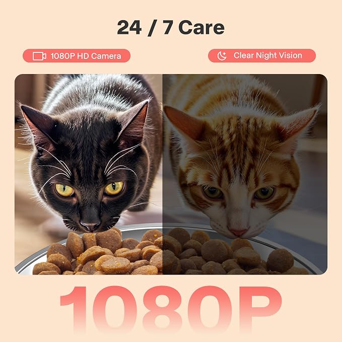 Automatic Cat Feeder with Camera - 5G WiFi Cat Food Dispenser with Night Vision, 7L Dog Feeder Automatic, 1-15 Meals, 1-99 Portions, 2-Way Audio, Jam Free, 10s Voice Recording, Timed Auto Pet Feeder - Image 2