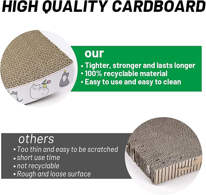 PatiencET Cat Scratcher Cardboard 4 Pack Cat Scratch Pad | Reversible, Curve Design, Durable, Indoor Cats, Lounger Sofa, Multi-Room Use - Image 4