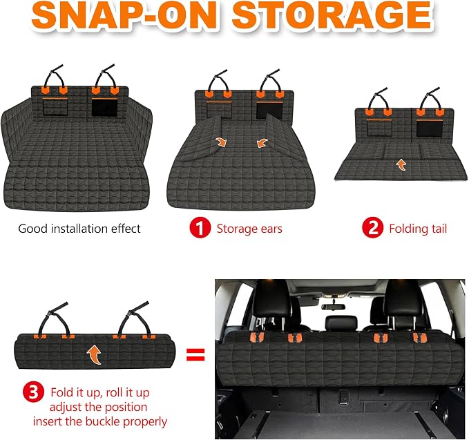 SUV Liner for Dogs, Waterproof Dog Trunk Cover with Bumper Flap Protector, PU Large Size Universal Fit, Black - Image 5