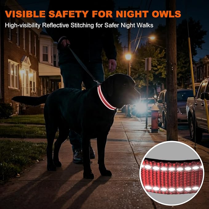 Taglory Reflective Dog Collar for Large Dogs, Soft Neoprene Padded with Escape-Proof Locking Buckle, Upgraded Zinc Alloy Ring, Adjustable for Pitbull Labrador Retriever, Pink,L - Image 5