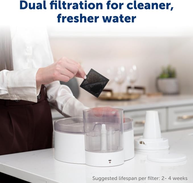 PetSafe Outlast Pumpless Cat Water Fountain, 60 oz/1.7L, Dishwasher Safe | Pumpless HydroSpin Design Circulates 60 Oz Water, Ion-x Carbon/Ion-Exchange Filter, Smart Sensors Slow Flow at Night - Image 5