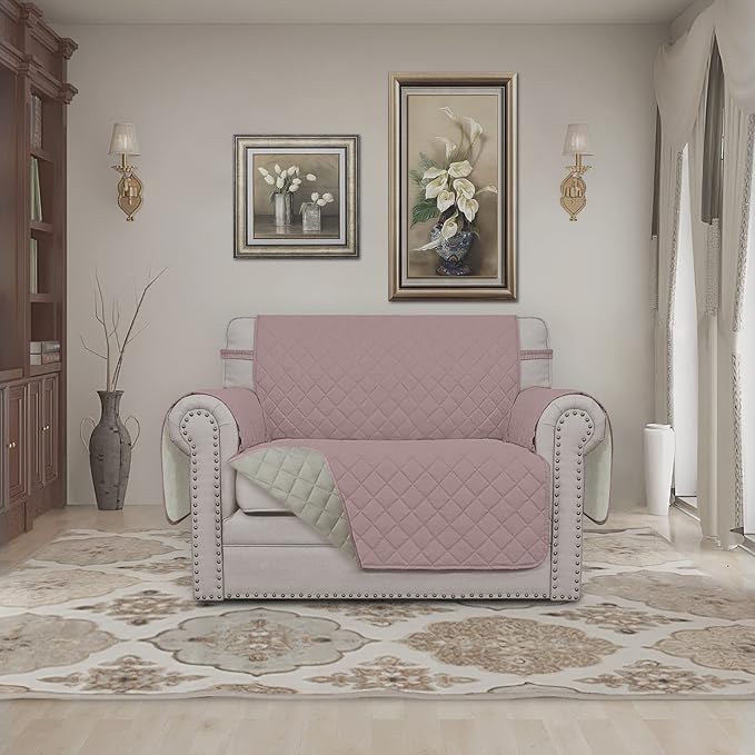 Easy-Going Reversible Couch Cover, Oversized Chair, Pink/Beige | Machine Washable Slipcover For Dogs, Water Resistant Furniture Mat For Living Room, Non-Slip Sofa Cover, Pet Friendly - Image 2