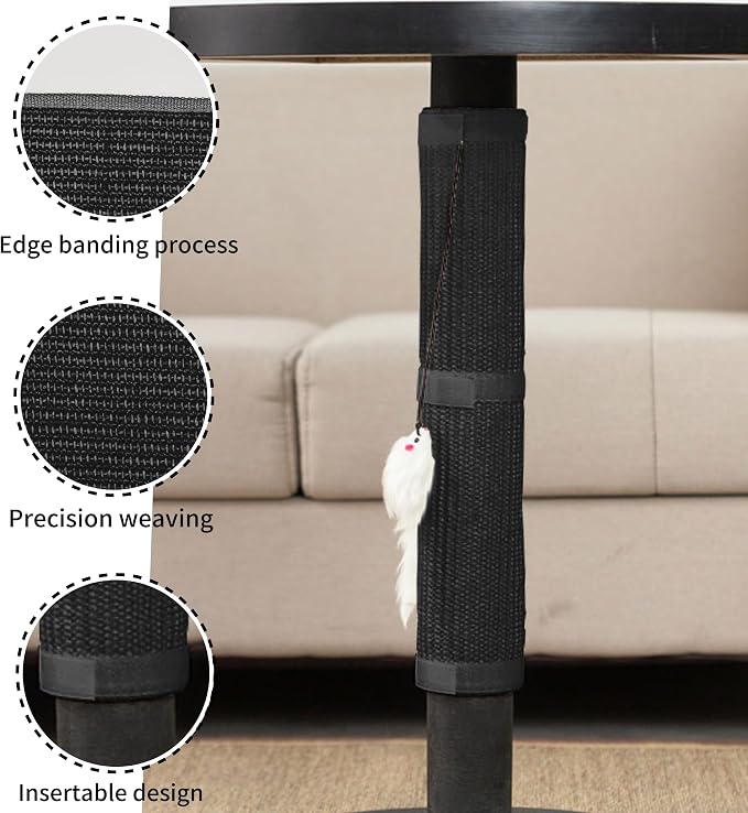 JanYoo 2 Pieces Cat Scratcher Mat for Table Leg, Sisal Cat Scratching Pad Scratch Mat for Cat Scratch Pad Rug 19.69 × 9.84 in (Black) - Image 3