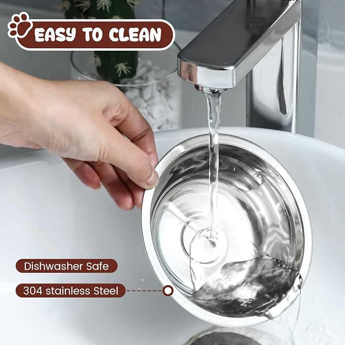6 Sets Stainless Steel Elevated Cat Bowls 5.5 Inch Wide Raised Cat Bowls with Metal Stand Stress Free Elevated Shallow Water Dish Indoor Kitten Feeding Dish to Prevent Fatigue, 12 oz - Image 7