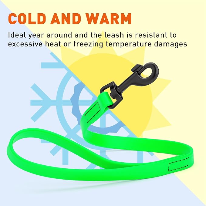 Dogline Biothane Waterproof Dog Leash Strong Coated Nylon Webbing with Black Hardware Odor-Proof Easy to Clean High Performance for Small or Large Dogs Made in USA 2 ft Lead, Tropical Green - Image 6
