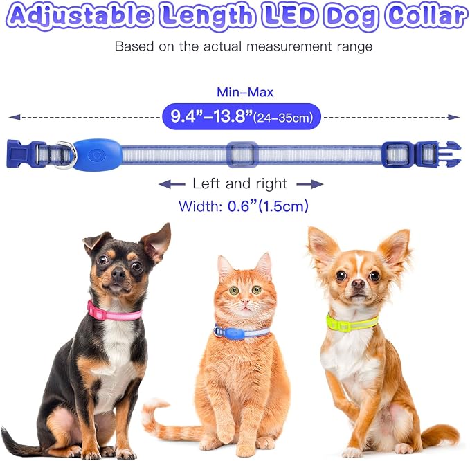 LED Light Up Dog Collar for Night Safety Walks, Blue, S | USB rechargeable, waterproof & pet-safe, 3 lighting modes, long-lasting glow, adjustable S/M/L, soft comfy daily walk fit - Image 3