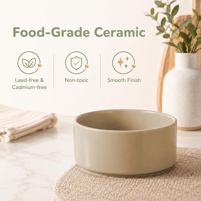 Havniva Ceramic Dog Bowls, Dog Food and Water Bowl Set, Dog Water Bowl | 7.3” Ceramic Dog Food Bowls with Non-Slip Rubber Base, Large Capacity, Dog Feeding Bowls for Medium Dogs - Image 3