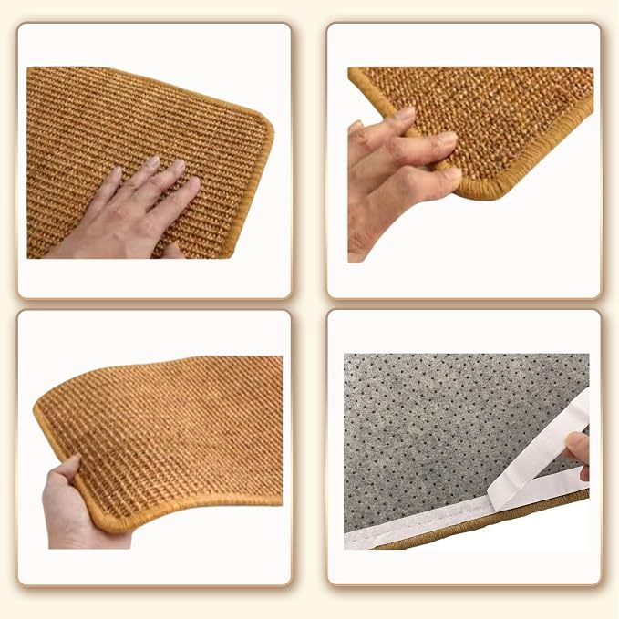 Cat Scratch Pad, Sisal Scratcher Mat Rug, 23.6x15.7in, Furniture Protector | minni-goods, 1 Pack, Hook Tape Backing, Indoor Cats, Natural Brown - Image 5