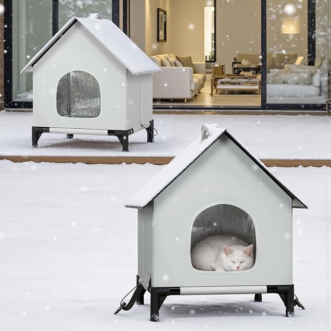 Large Cat House for Outside&Indoor,Insulated and Weatherproof,Foldable Cats Shelter, Bigger Cat House, Selfwarming/Cold Large Cave Bed for Winter,Garden(18 x 18 x 24 inch,L,Normal) - Image 7