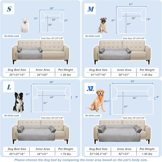 GGIB Cooling Dog Bed Mat with Bolster Pillow Washable Dog Couch Cover Breathable Summer Pet Couch Bed Protector Indoor(Medium, Cooling Grey) - Image 6