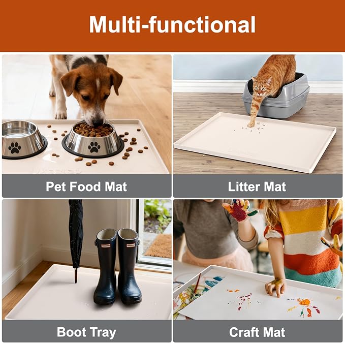 34" x 22" Extra Thick Silicone Mat Waterproof with Raised Edge, Beige | Under Sink Mat for Kitchen & Bathroom, Kitchen Cabinet Liner, Multi-Purpose for Storage & Protection - Image 8